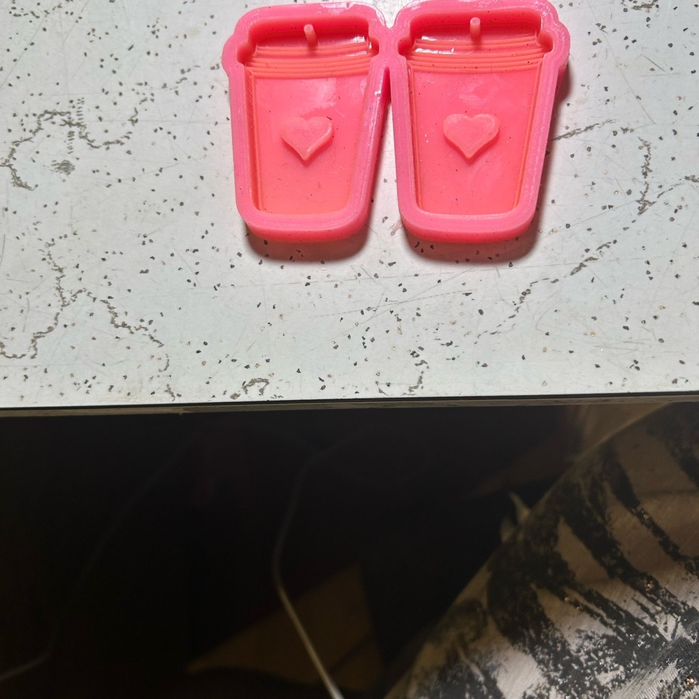 Pink Heart Coffee Cup Earrings